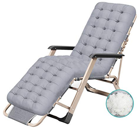 LHNLY-Liegen Liegender Freizeitliege Saunaliege Sonnenliege Liegestühle Gartenstuhl Recliner Campingliege Strandliege Terrasse Verstellbar und klappbar, Gemütlich Grau Max. 260 kg