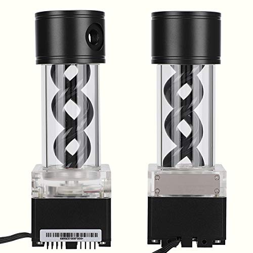 Kafuty Pompa di Raffreddamento ad Acqua per Kit Serbatoio CPU, 800L/H 190mm 8W Scambiatore di Calore Raffreddamento CPU CPU Radiatore Serbatoio Acqua, Filettatura G1/4 per PC(Nero)