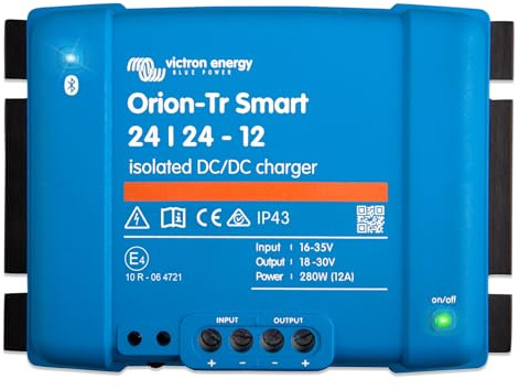 Victron Energy Orion-Tr Smart 24/24-Volt 12 A 280 W CC-CC Chargeur Isolé (Bluetooth) | Chargeur de batterie pour systèmes à double batterie - Isolé