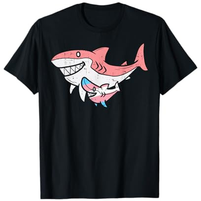 Mama Shark Transgender Trans Pride Flag LGBT Animal Gift Maglietta
