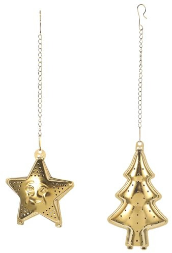 Cabilock 2 Stück Teetasse Sieb Lose Teeblatt Infuser Weihnachtsbaum Sternförmige Infuser Teebecher im Sieb Werkzeug