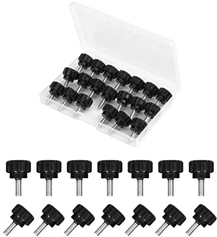 LUTER 20pcs M4 x 10mm Carbon Steel Threaded Knurled Thumbscrew, Knurled Handle Bolts Grip Mounting Thumb Screw Knobs Black Round Clamping Screws(Black)