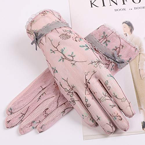 Sonnenschutzhandschuhe UV-Schutz UPF50 + Dünne Spitzenpunkte Kurzes Sommerfahren Rutschfeste Sonnenschutzhandschuhe (Color : Pink, Size : One size)