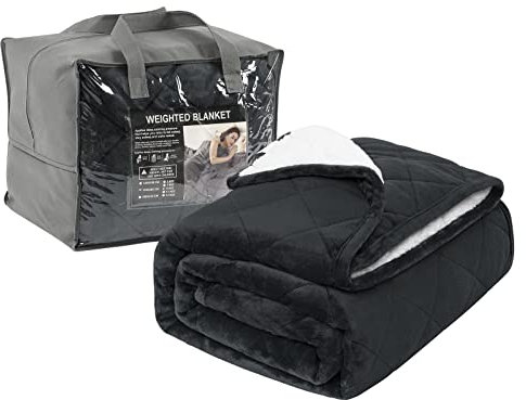 WOLTU Couverture Lestée, Couverture Pondérée 7kg, pour Dormir Plus Profondement, Double Face, en Flanelle et en Polaire Sherpa, 135x200 cm, Anthracite