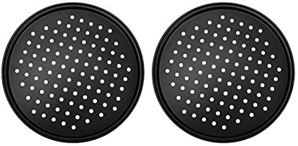 Giilayky 2 Pack 11 Inch Personal Perforated Pizza Pans Carbon Steel with Coating Easy to Clean Pizza Baking Tray