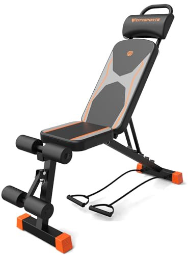 CITYSPORTS Hantelbank, Multifunktionale verstellbare Fitnessgeräte Hantelbank, Multifunktionale Bank mit Trainingsgurten, Bequeme Sitzfläche, Leicht faltbar, Geeignet für Heim- und Büroanwender