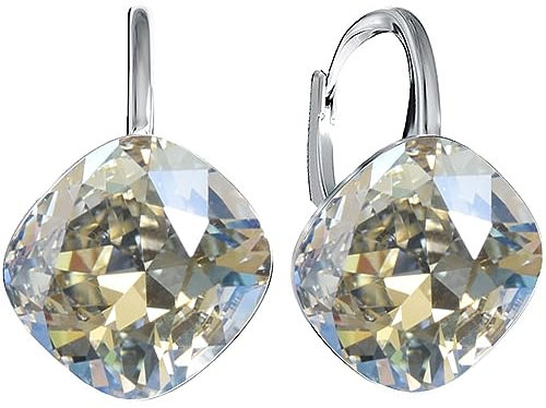 Rhombus Raute Damen Hängen Ohrringe Silber 925 mit Marken Kristalle Zirkonia - Schmuck Echt Silberne Hängende Ohrhanger für Frauen und Mädchen - Hängeohrringe Ideal Geschenk (Moonlight)