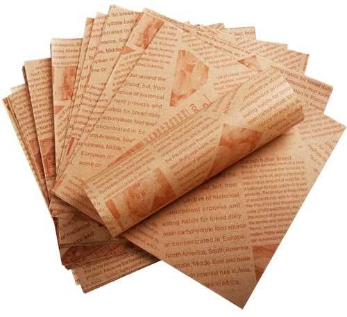 200 Blatt Deli Papierblätter für Lebensmittelkörbe und Tablettauskleidungen 18 x 18 cm Wachspapier für Lebensmittel Burger Papier Wax Paper Einschlagpapier für Burger Butterbrot Käse Pommes