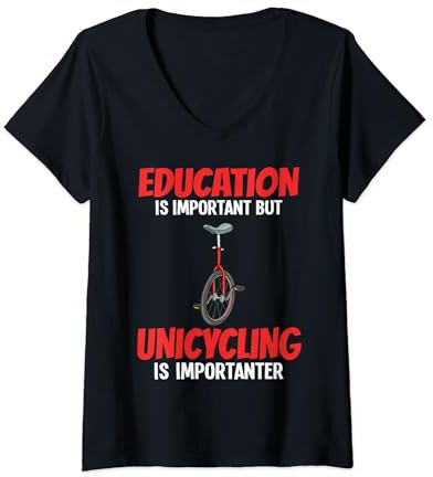 Einrad Fahrrad Lustiges Training Lernen Radfahren T-Shirt mit V-Ausschnitt