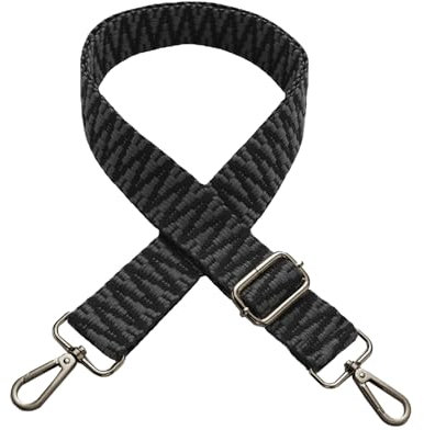 Whakano Verstellbar Schultergurt für Taschen,3,8cm Breit Taschengurt,Längenverstellbarer 75-145cm Schulterriemen,Ersatz Taschenriemen Schultergurt,für Duffel Laptoptasche,Schwarz,Schwarze Schnalle