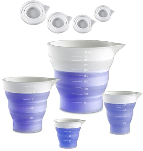 4 vasos mezcladores de resina epoxi de silicona, juego de vasos medidores para resina epoxi, varillas agitadoras de silicona, 50 ml/100/250 ml/500 ml, vasos mezcladores con escala transparente