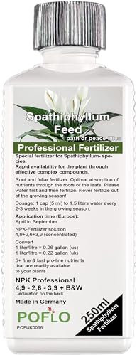 POFLO Special fertilizer for peace lilies Spathiphyllum- species. Rapid availability for the plant through effective complex compounds. 250ml