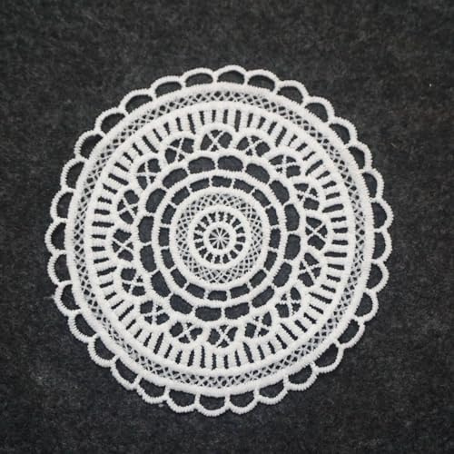4 Stück Spitze Runde Gestickte Tischläufer,Handarbeit Geklöppelt Weiße Spitze Kleine Häkeln Tischläufer Untersetzer Häkeln Spitzendeckchen Tischset für Küche,Esszimmer,Dreamcatcher Dekoration 15cm