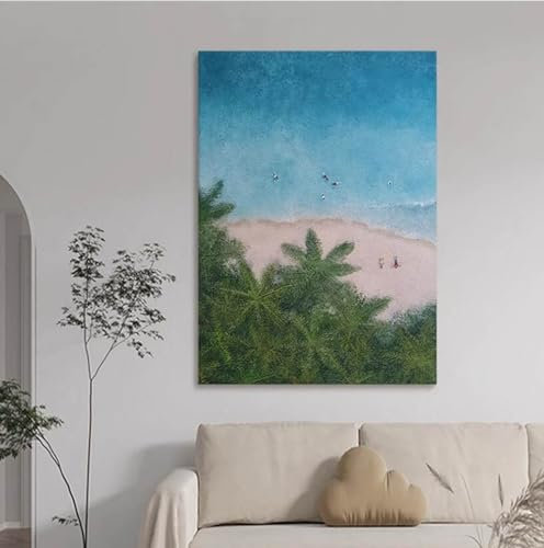 Ölgemälde Auf Leinwand, Handgemalt – Handgefertigte Strukturgemälde, Meer, Strand, Kokosnussbaum, Ölgemälde, Kunstwerk, Dekorative Wandkunst Auf Leinwand, Tapete Für Zuhause, Büro, Moderne