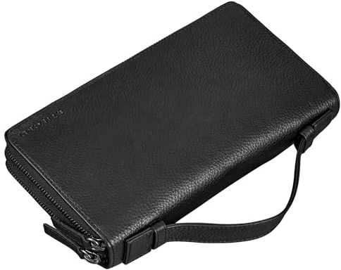 STILORD Felicity Große Geldbörse Herren Leder mit Griff und Handy-Fach | Männer Clutch Portemonnaie Wallet Schutz Handgelenk Vintage Handgelenktasche Echtleder Farbe:Obsidian schwarz