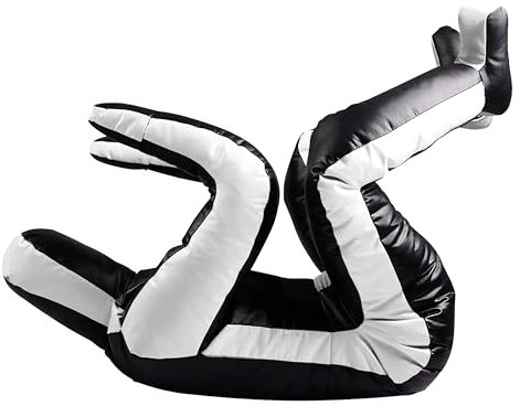 MMA Grappling Dummy Judo Boxsack Dummy BJJ Wrestling Dummy Sitzposition Brazilian Jiu Jitsu Submission Selbstverteidigung Training Vinyl ungefüllt (Schwarz Weiß, 5.8 Fuß - 170.2 cm - 170cm -