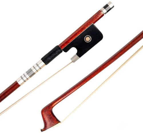 Violin Parts Replacement Advanced Hybrid Pernambuco Bow Carbon Fiber Core Ebony Frog Natural Horsehair For Violin/Viola//Double Bass(4-4 Violin Bow)