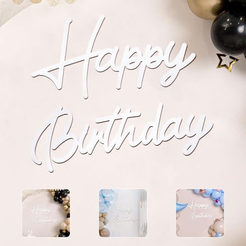 Panneau d'Anniversaire en Bois - Toile de Fond Découpe en Bois pour Décoration Murale de Fête d'Anniversaire (Blanc)