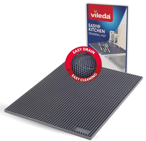 Vileda Tappetino Scolapiatti 30x40cm - Tappetini per Asciugatura - Tappetino per Lavastoviglie Antiscivolo - Arrotolabile e Salvaspazio, per Piatti, Posate e Bicchieri - Tappetino Scolapiatti in TPR