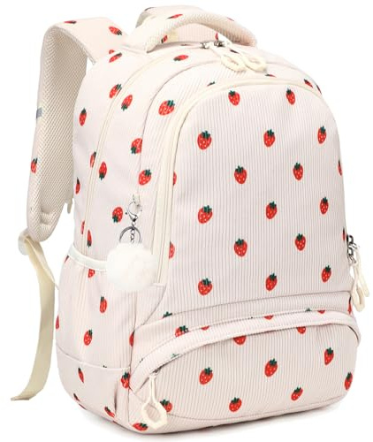 Kimwadalh Mochilas Primaria Niñas de Pana Fresa Mochila Niños Bolsas Escolares Niña para la Escuela Primarias 1-3 Grado Girls Backpack