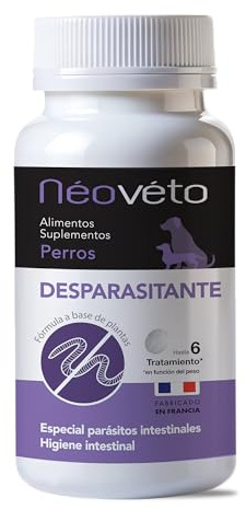 Néovéto DESPARASITANTE Antiparasitario Interno en Comprimidos Naturales para Perros, Ingredientes Activos autorizados por los Servicios Veterinarios Franceses (Versión en español, 15 tabletas)