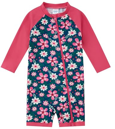 upandfast Bañadores de Una Pieza para Niño Bebé Traje de Baño con Manga Larga Bañador Protección UV UPF 50+ y Cierre Cremallera