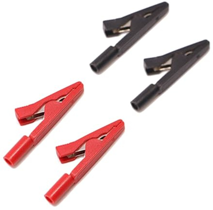 Lot de 4 pinces crocodiles en métal avec fiches banane de 2 mm pour projets de circuits électroniques et scolaires
