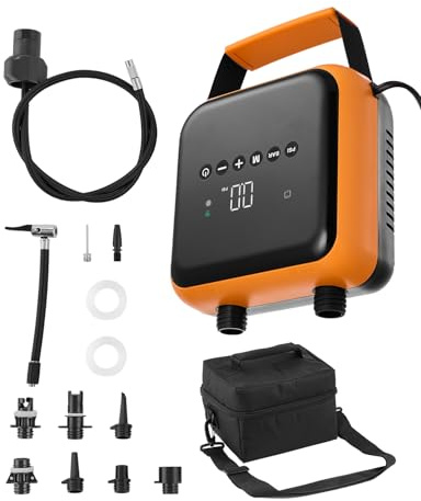 VEVOR Högtrycks-SUP-pump, SUP luftpump med dubbla steg med automatisk avstängningsfunktion och 12 V DC-bilkontakt, perfekt för uppblåsbara paddlingbrädor, tält och madrasser