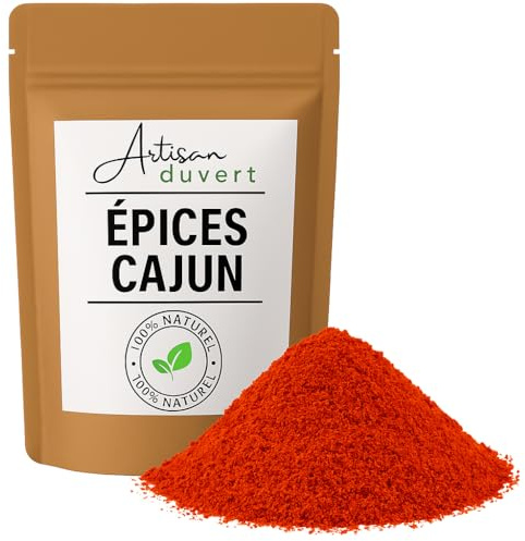 Mélange d'Épices Cajun 100g | Paprika doux, piment, poivre Cayenne, ail, oignon, thym, origan, 3 poivres : noir, blanc, pimenté, Assaisonnement Barbecue
