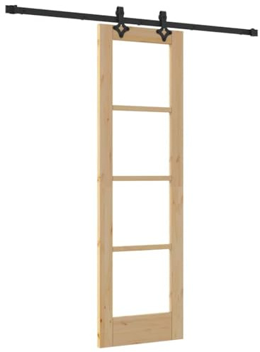 vidaXL Set di porte scorrevoli 'Orkdal'Legno Massello Naturale e Vetro Completo di Hardware per Uso Interno 61X198,5 cm Design Moderno Aree Living Camere da Letto Uffici Interno Divisore di Stanze E