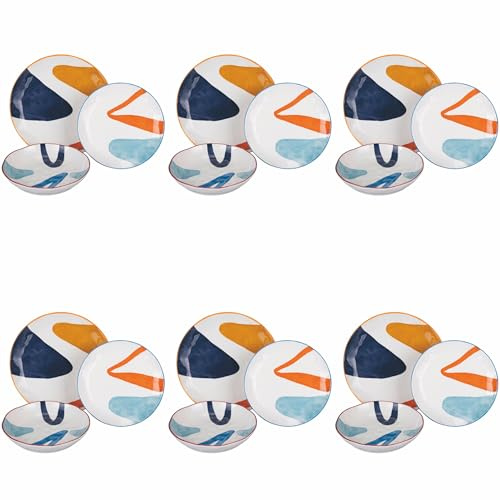 Servizio piatti 18 pezzi in ceramica, 6 posti tavola, Peninsula
