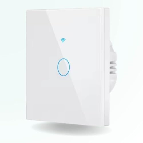 ZenGO Interrupteur Tactile connecté WiFi + RF 433 MHz, 1 Bouton, sans Fil Neutre, Compatible Alexa, Google Home, SmartLife et Tuya