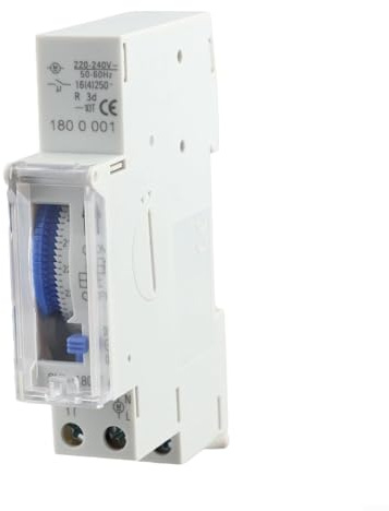 Minuteur analogique 180 A avec batterie de secours de 72 heures, étapes de synchronisation de 15 minutes, montage sur rail DIN, 110-220 VAC, 50-60 Hz, fonctionnement cyclique
