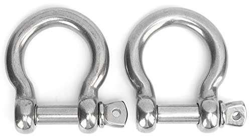 Evetounmn 2 Piezas de grillete en Forma de D de Acero Inoxidable con Anillo de Amarre, grillete en Forma de D de Alta Resistencia y Anti corrosión con Acabado Liso, Ideal para Camping, (M20)