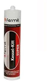 Fermit Feuerfester Kesselkitt Temperaturbeständigkeit: über +1300°C, 4x Anzündwürfel aus Holzfaserund Pflanzenöl Brenndauer ca. 8 Min. und Kartuschenpresse (310 ml)