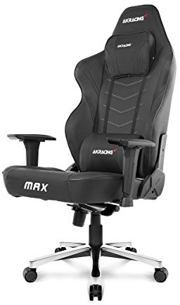 AKRacing Chair Master Max Gaming Stuhl, PU-Kunstleder, Schwarz/Schwarz, 5 Jahre Herstellergarantie