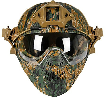 Koyheng Completamente Coperto Esercito Protettivo Militare Combattimento Airsoft Paintball Casco e Maschera Goggle Casco tattico