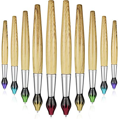 Outus 10 Pieces Paintbrush Pens Bamboo Paint Brush Shape Retractable Novelty Ballpoint Pens Appreciation Gifts for Art Teachers Art Themed Party Supplies Back to School Gifts