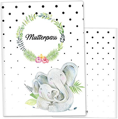 OLGS Mutterpasshülle 3-teilig Mommy Love Dots | Baby Schwangerschaft Geschenkidee Schutzhülle für den Mutterpass | Für werdende Mütter (Mutterpass ohne Personalisierung, Elefantenliebe)