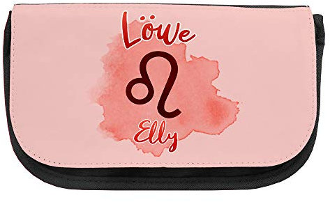 Kosmetiktasche mit Namen Elly und Sternzeichen-Motiv Löwe | Schminktasche | Viele Vornamen zur Auswahl