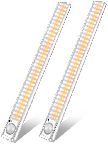goodland 160 LED Closet Lights Motion Sensor Under Cabinet Lights Indoor Lighting 3000mAh Battery Powered Light Bar Dimmable Rechargeable Closet Light for Kitchen, Wardrobe, Stairs(2 Pack)
