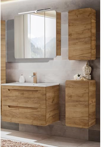 Set di mobili da bagno LUTON-56-CRAFT in rovere Wotan Nb., L/H/P circa 130/200/46 cm