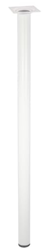 WAGNER Möbelbein/Tischbein/Möbelfuß Classic Retro - Ø 30 x 600 mm, integrierte Anschraubplatte 60 x 60 mm, Innengewinde Ø 10 mm, Stahl pulverbeschichtet weiß- 12166001