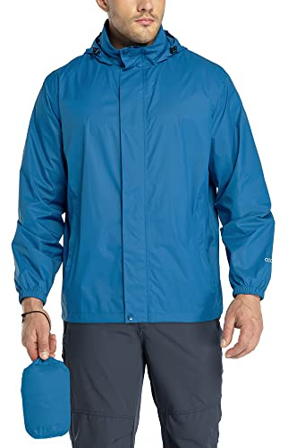 33,000ft Veste de pluie pliable avec capuche rangeable, légère et imperméable, coupe-vent, pour activité en plein air, pour homme
