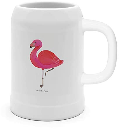 Mr. & Mrs. Panda Bierkrug Flamingo Classic - Geschenk, 5 l, Bierkrüge, Steinkrüge, 0, Stolz, rosa, Bierkrug Steingut, für mich, ich, prächtig