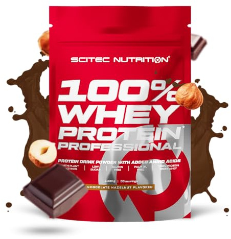 Scitec Nutrition 100% Whey Protein Professional - Concentrado y aislado | Proteína de suero con enzimas digestivas - aminoácidos añadidos - para la masa muscular - 1000 g, Chocolate-Avellana