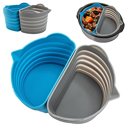 Slow Cooker Liners for Crockpot 6QT, Slow Cooker Liner Divider, Reusable Cooking Liners for Morphy Richards Tower 6 Quart Slow Cookers (gray + blue)