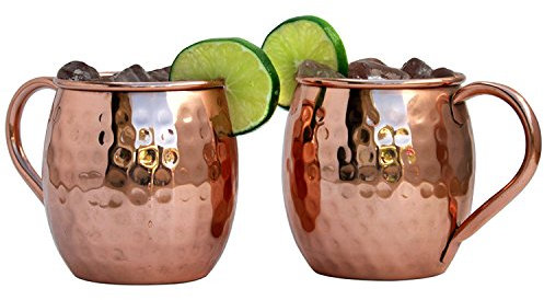 Moscow Mule Hammered Copper 18 Ounce Drinking Mug, Set of 2