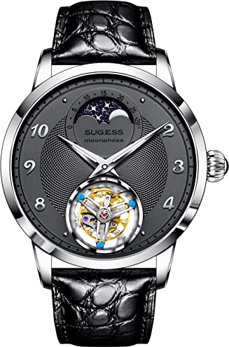 S429.02 Tourbillon Master MoonPhase Seagull ST8235 Uhrwerk Saphirglas Herren Business Luxus Mechanische Uhr 1963, silber, Armband