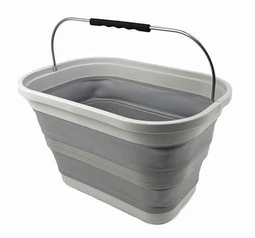 SAMMART 20,8 l zusammenklappbarer rechteckiger praktischer Korb/Eimer (Grau/Dunkelgrau)